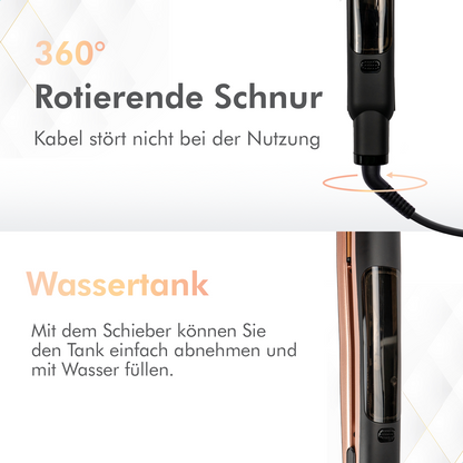 Dryze Dampfglätter – Steampod – Dampf-Haarglätter – Rosegold/Schwarz-Edition